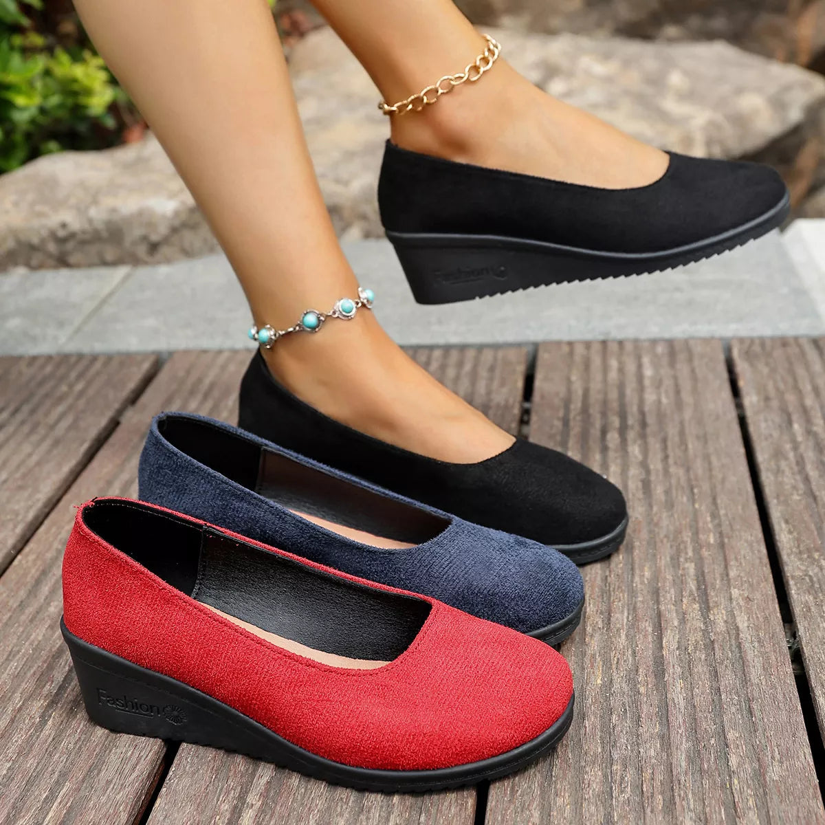 Wedge Heel Slip-On Loafers FitiqueFit