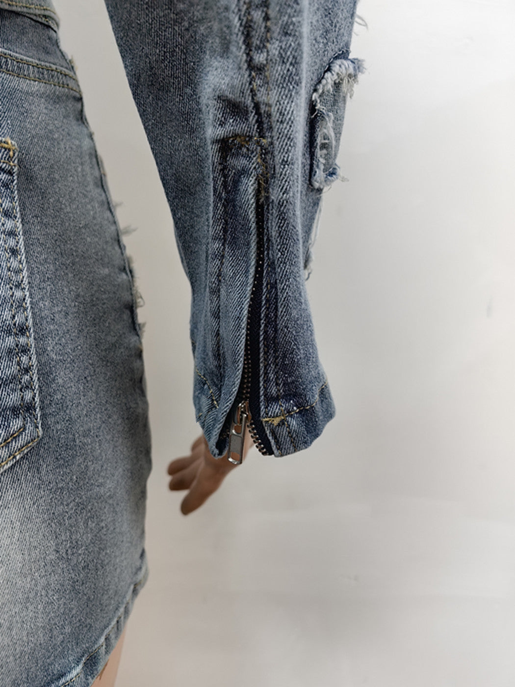 Denim Embroidered Short Skirt Jacket Suits Suit See size chart under “more details” The Fashion Celestial