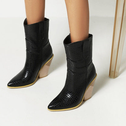 Cowgirl Chic High Heel Ankle Boots - Trendy Denim and Leather Boots for Women Country in My Heart