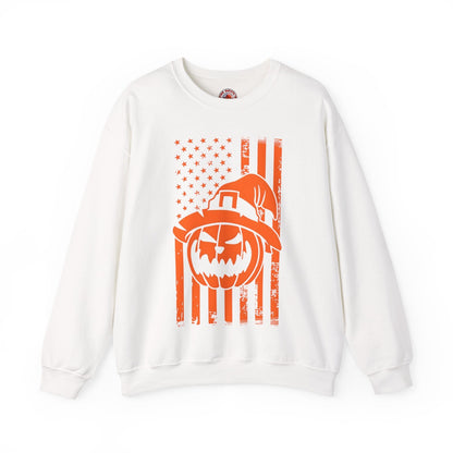 Pumpkin American Flag Crewneck Sweatshirt The Devil's Pickle