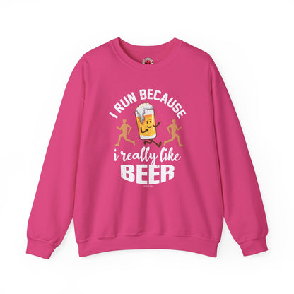 I Run Because I Really Like Beer Crewneck Sweatshirt The Devil's Pickle