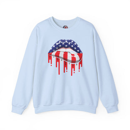 American Flag Lips Crewneck Sweatshirt The Devil's Pickle
