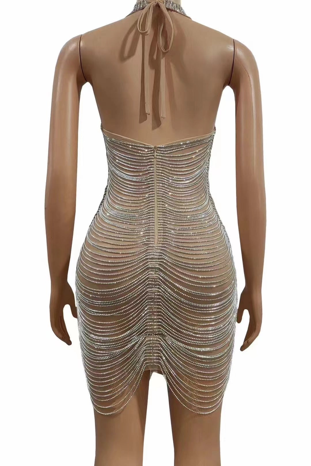Women's Nightclub Model Dance Party Chain Shiny Hip Bag Backless Skirt See size chart under “more details” The Fashion Celestial