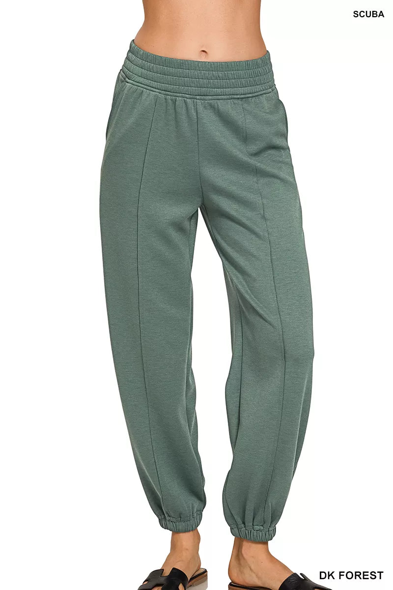 Zenana Scuba Elastic Waist Joggers with pockets New Era Fashion LLc