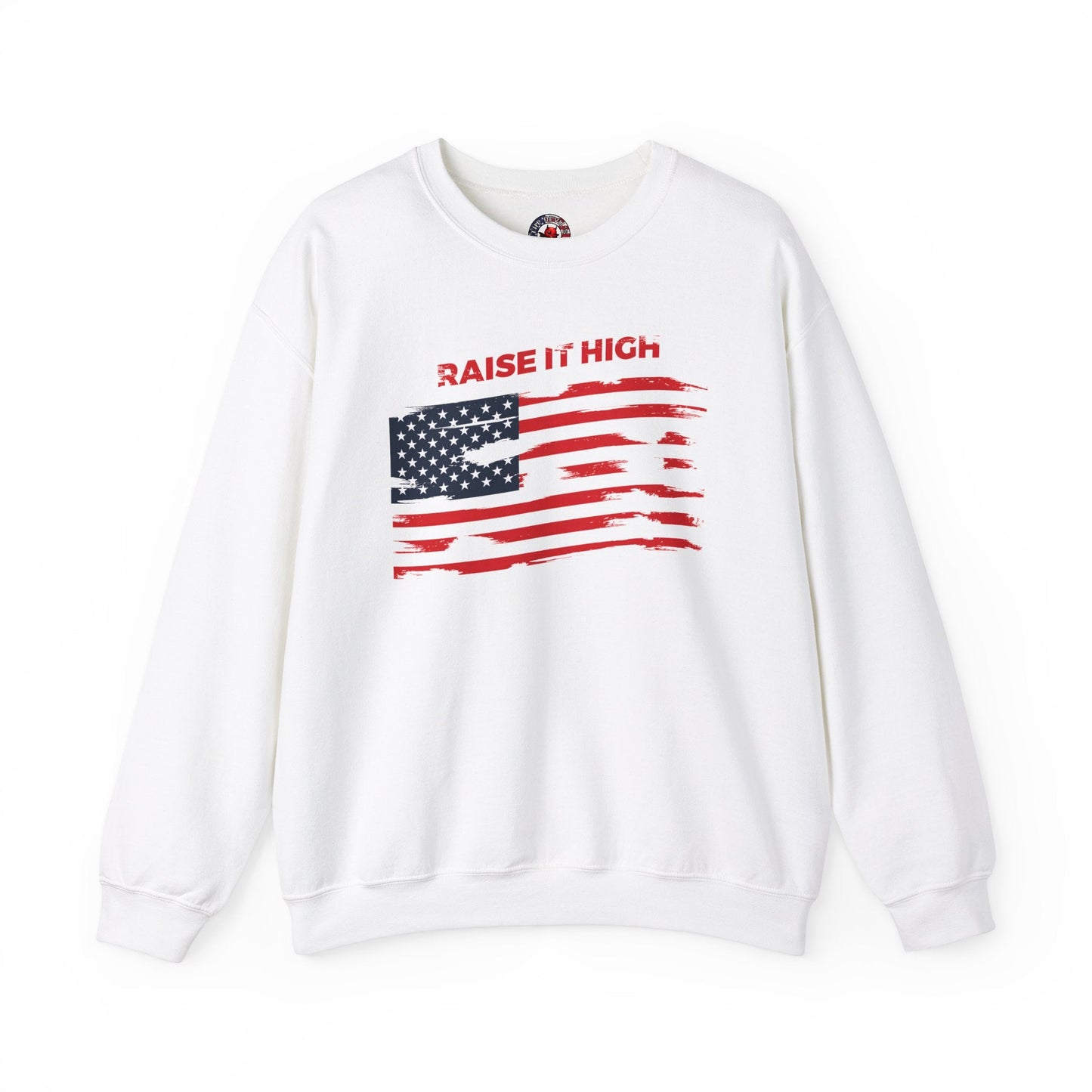 Raise It High American Flag Crewneck Sweatshirt The Devil's Pickle