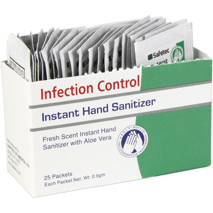 Hand Sanitizer Fresh, .9gm. Pouch, 25 per box quakekits.com