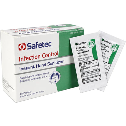 Hand Sanitizer Fresh, .9gm. Pouch, 25 per box quakekits.com