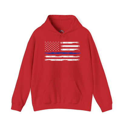 Thin Blue Line American Flag Hooded Sweatshirt The Devil's Pickle