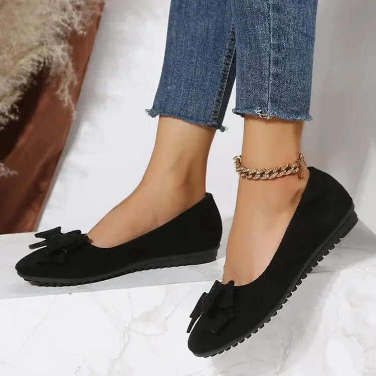 Women's Bow Flat Shoes Plus Size - Suede Casual Gommino SnagBag
