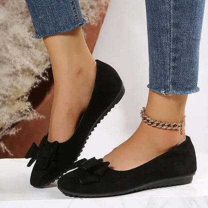 Women's Bow Flat Shoes Plus Size - Suede Casual Gommino SnagBag