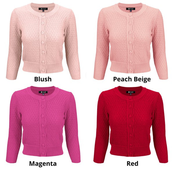 Cute Pattern Cropped Cardigan Sweater  3/4 Sleeve Shop Style & More | Fresh Looks, Everyday Deals & Free Shipping