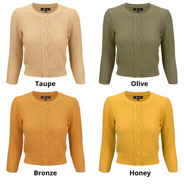 Cute Pattern Cropped Cardigan Sweater  3/4 Sleeve Shop Style & More | Fresh Looks, Everyday Deals & Free Shipping