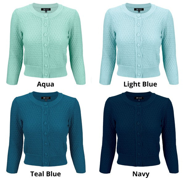 Cute Pattern Cropped Cardigan Sweater  3/4 Sleeve Shop Style & More | Fresh Looks, Everyday Deals & Free Shipping