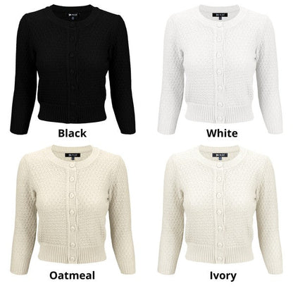 Cute Pattern Cropped Cardigan Sweater  3/4 Sleeve Shop Style & More | Fresh Looks, Everyday Deals & Free Shipping