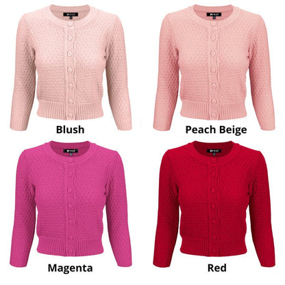 Cute Pattern Cropped Cardigan Sweater  3/4 Sleeve Shop Style & More | Fresh Looks, Everyday Deals & Free Shipping