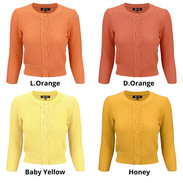 3/4 Sleeve Cute Pattern Cropped Cardigan Sweater Shop Style & More | Fresh Looks, Everyday Deals & Free Shipping