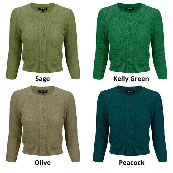 3/4 Sleeve Cute Pattern Cropped Cardigan Sweater Shop Style & More | Fresh Looks, Everyday Deals & Free Shipping