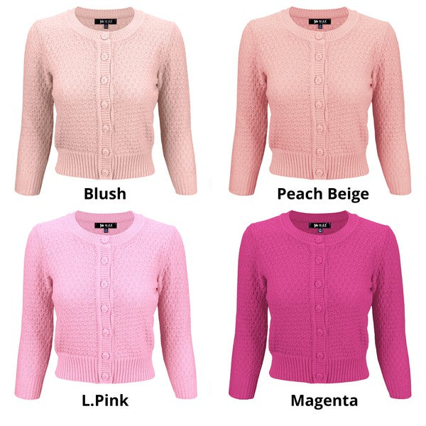 3/4 Sleeve Cute Pattern Cropped Cardigan Sweater Shop Style & More | Fresh Looks, Everyday Deals & Free Shipping