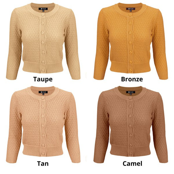 3/4 Sleeve Cute Pattern Cropped Cardigan Sweater Shop Style & More | Fresh Looks, Everyday Deals & Free Shipping