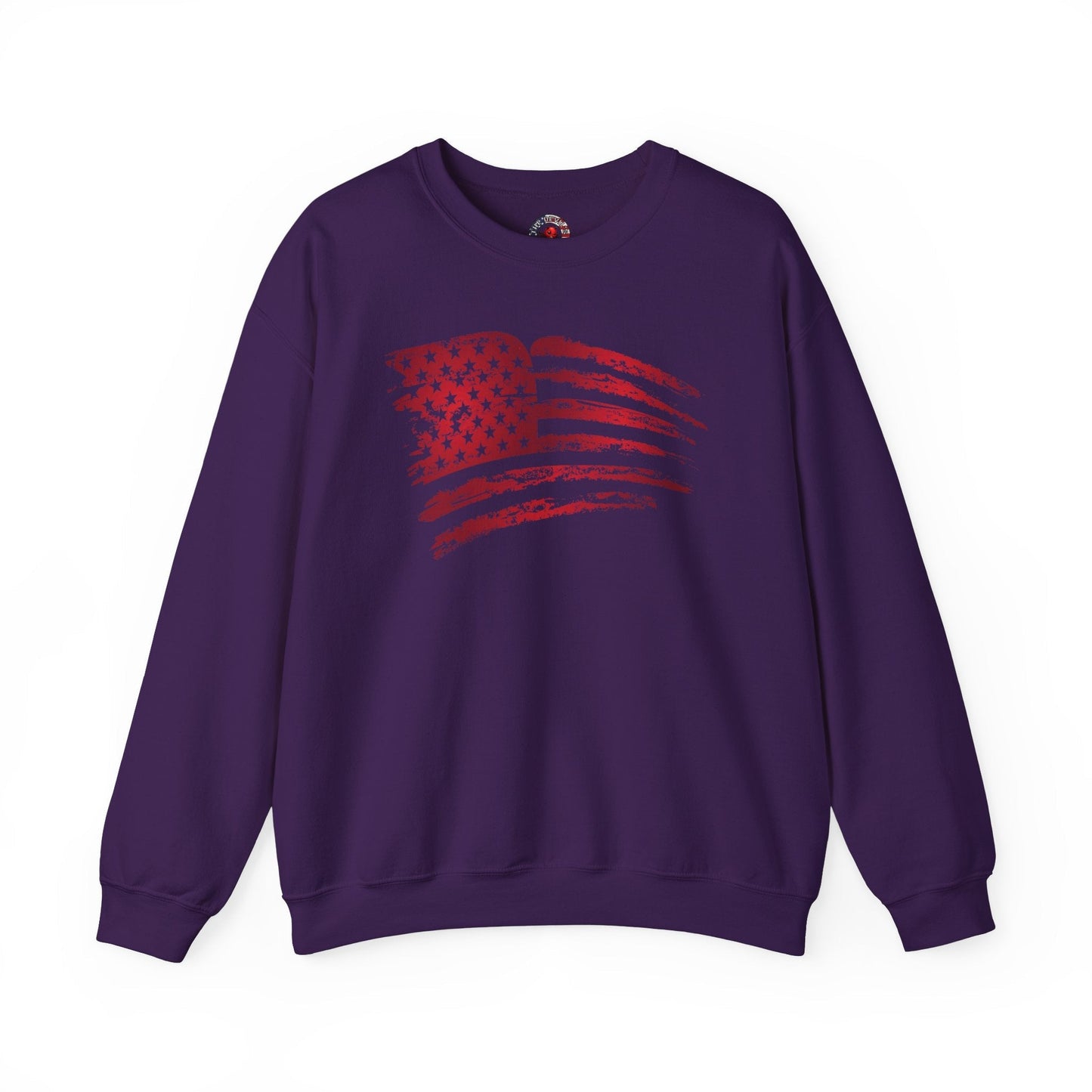 Red American Flag Crewneck Sweatshirt The Devil's Pickle