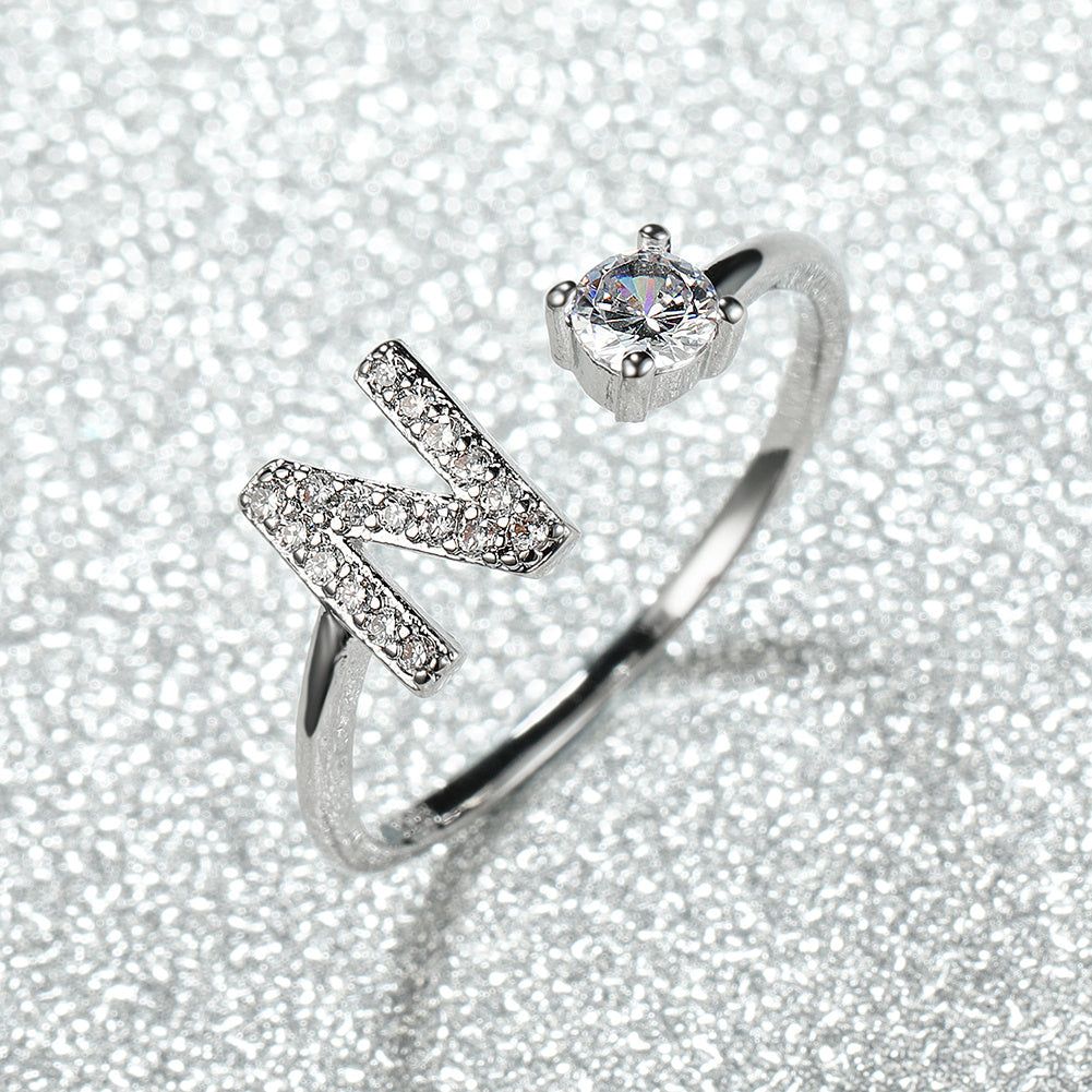 Popular Fashion Silvery AZ Letter Ring Initials Wedding Love Couple Rings Bridesmaid Gift NovaCart