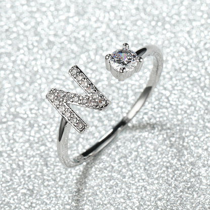 Popular Fashion Silvery AZ Letter Ring Initials Wedding Love Couple Rings Bridesmaid Gift NovaCart