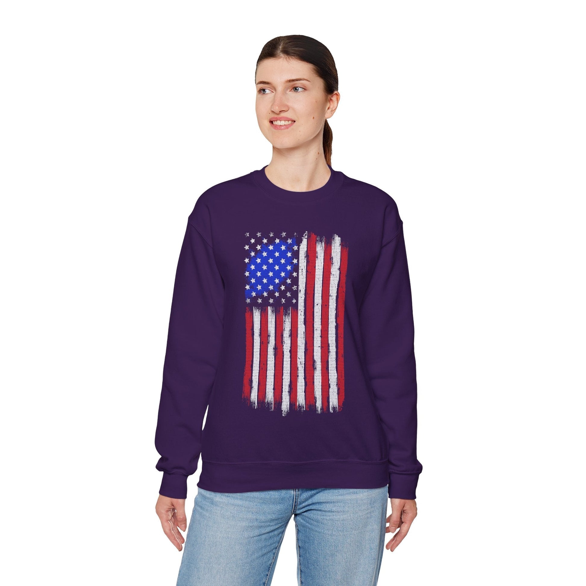 Tattered American Flag Crewneck Sweatshirt The Devil's Pickle