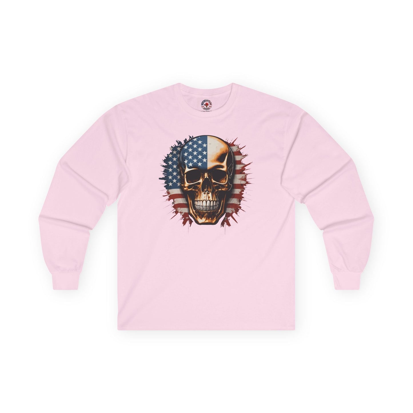 American Flag Skull Long Sleeve Tee The Devil's Pickle