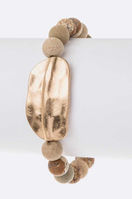 Metal Plate Semi Precious Bead Stretch Bracelet Shop Style & More | Fresh Looks, Everyday Deals & Free Shipping