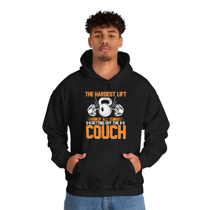 The Hardest Lift Of All Is Getting Off The Couch Hooded Sweatshirt The Devil's Pickle