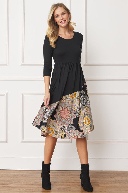 Asymmetrical Accent Midi Dress See size chart under “more details” The Fashion Celestial