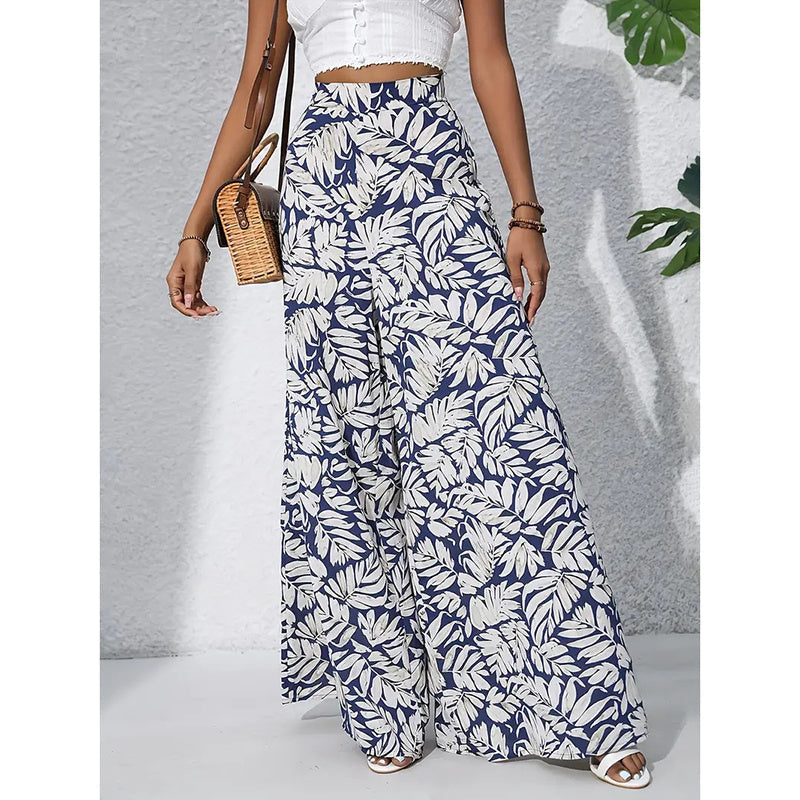 Women’s Printed High‑Waist Wide‑Leg Palazzo Pants FitiqueFit