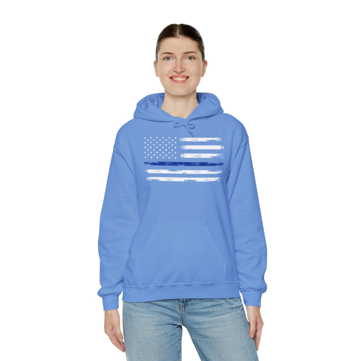 Thin Blue Line American Flag Hooded Sweatshirt The Devil's Pickle
