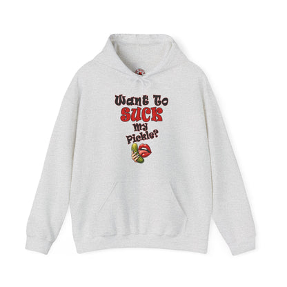 Want To Suck My Pickle Hooded Sweatshirt The Devil's Pickle