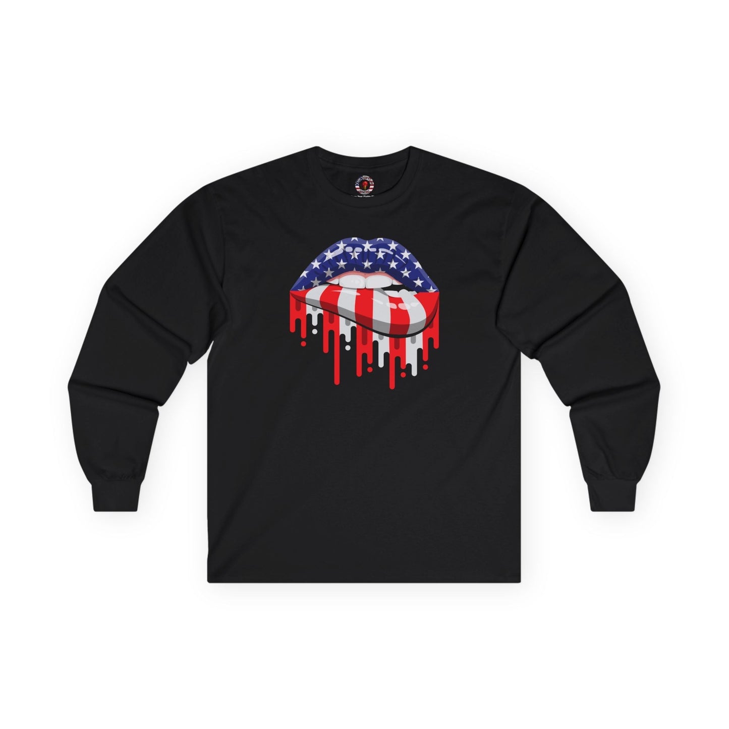 American Flag Lips Long Sleeve Tee The Devil's Pickle