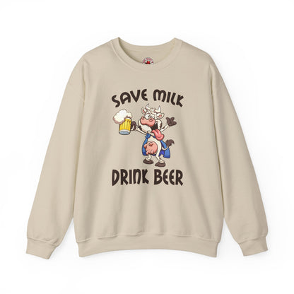 Save Milk Drink Beer Crewneck Sweatshirt The Devil's Pickle