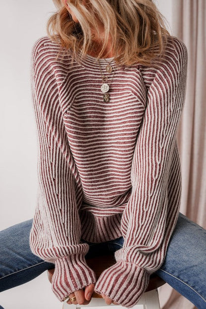 Stripe Ribbed Knit Boat Neck Sweater Shop Style & More | Fresh Looks, Everyday Deals & Free Shipping