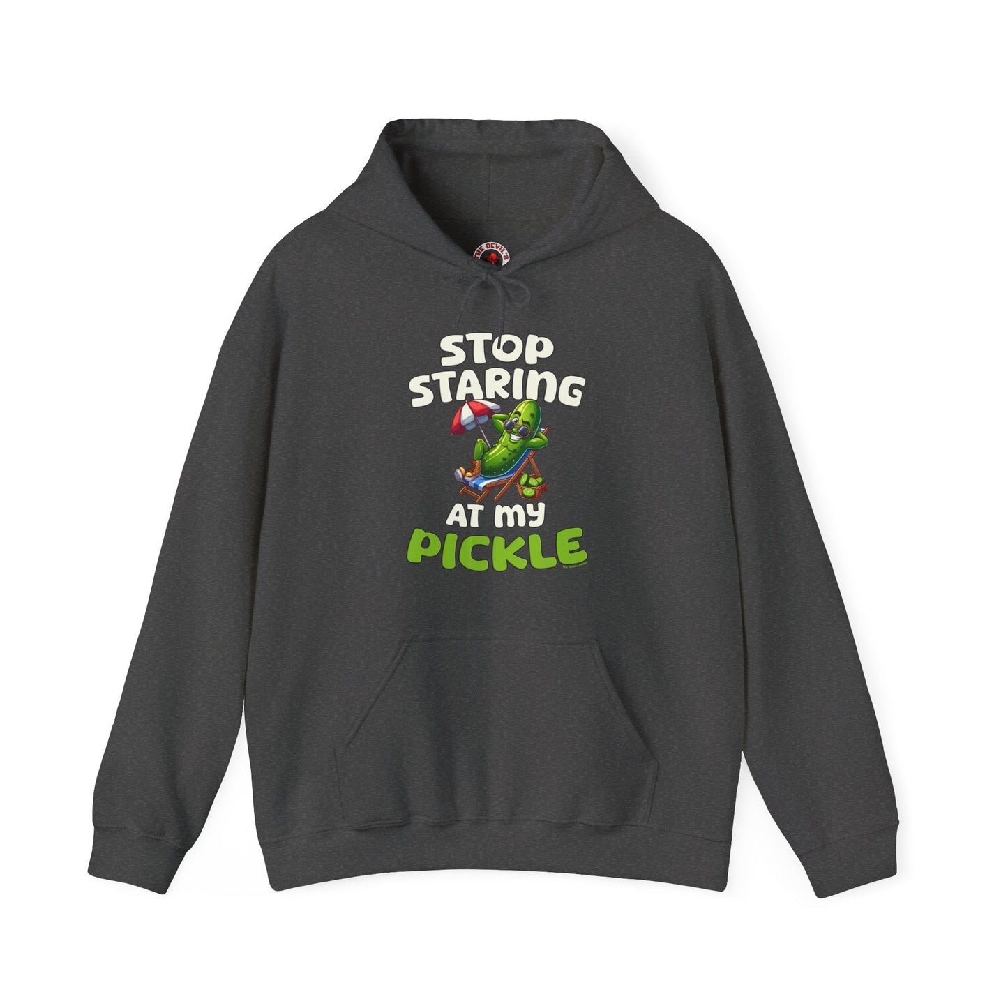Stop Staring At My Pickle Hooded Sweatshirt The Devil's Pickle