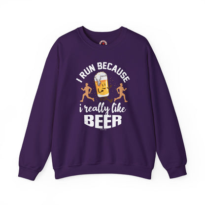 I Run Because I Really Like Beer Crewneck Sweatshirt The Devil's Pickle