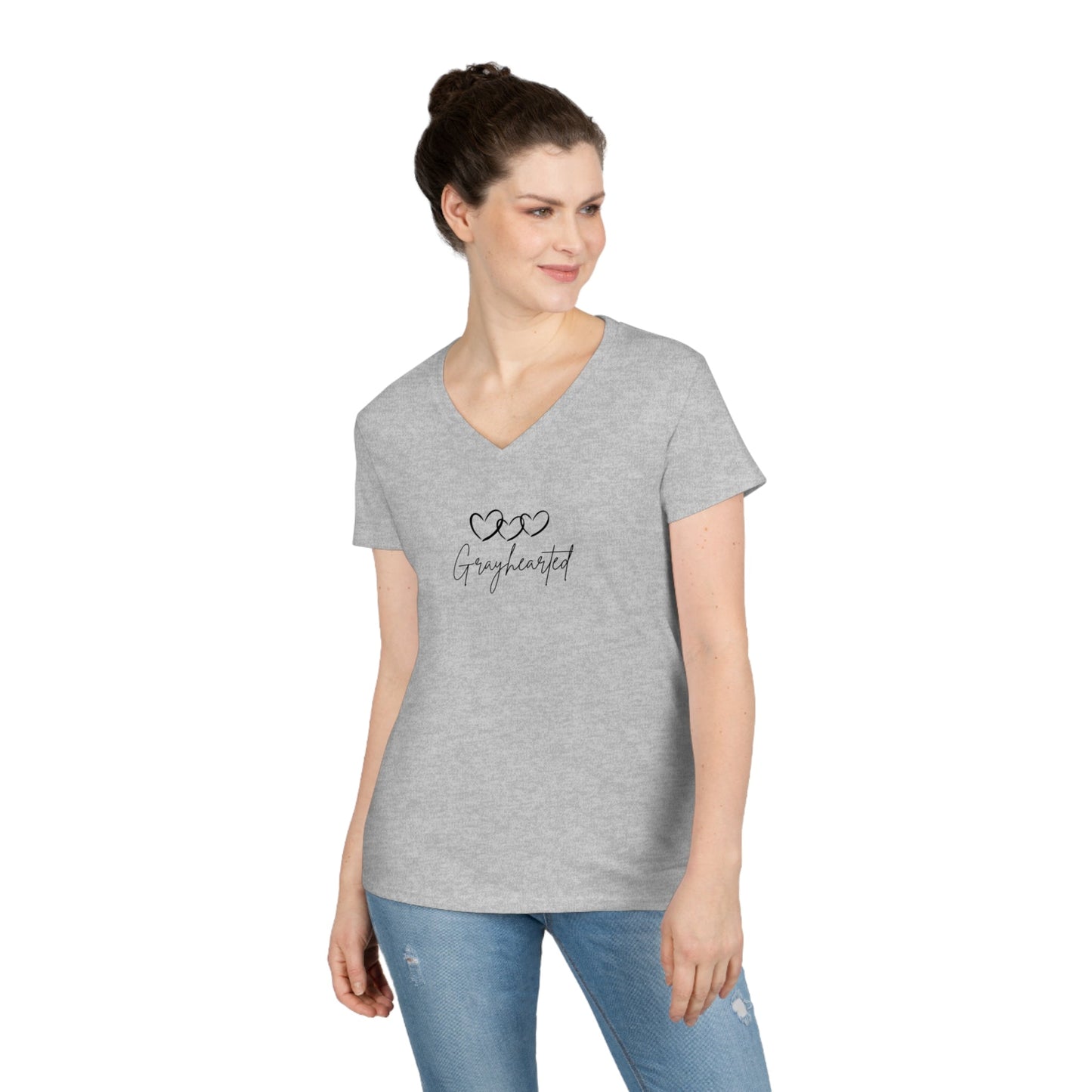 Grayceful 3 hearts Ladies' V-Neck T-Shirt Grayceful LLC