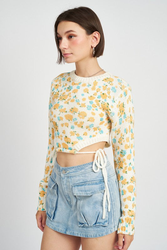 PRINTED SWEATER TOP WITH SIDE DRAWSTRINGS Shop Style & More | Fresh Looks, Everyday Deals & Free Shipping