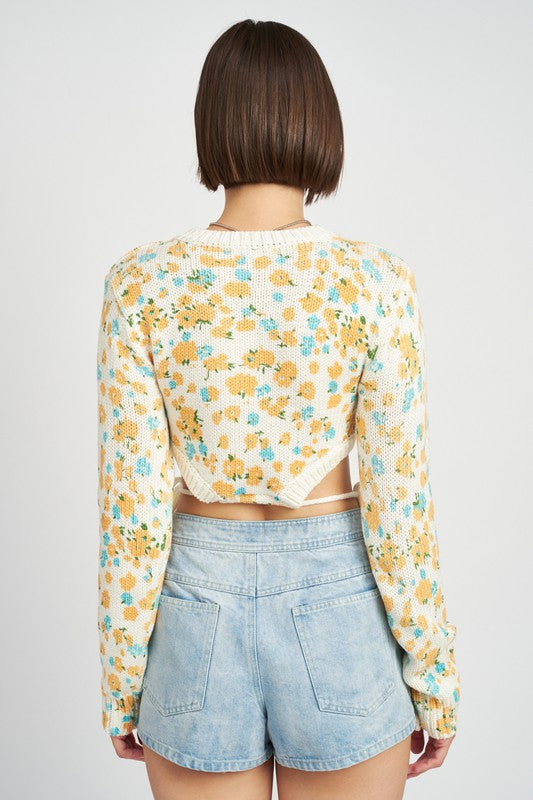PRINTED SWEATER TOP WITH SIDE DRAWSTRINGS Shop Style & More | Fresh Looks, Everyday Deals & Free Shipping
