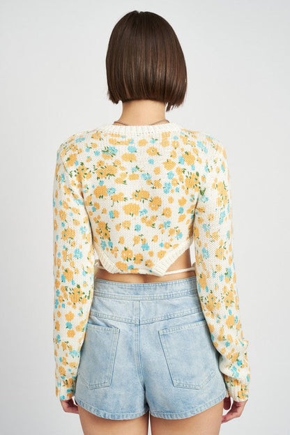 PRINTED SWEATER TOP WITH SIDE DRAWSTRINGS Shop Style & More | Fresh Looks, Everyday Deals & Free Shipping