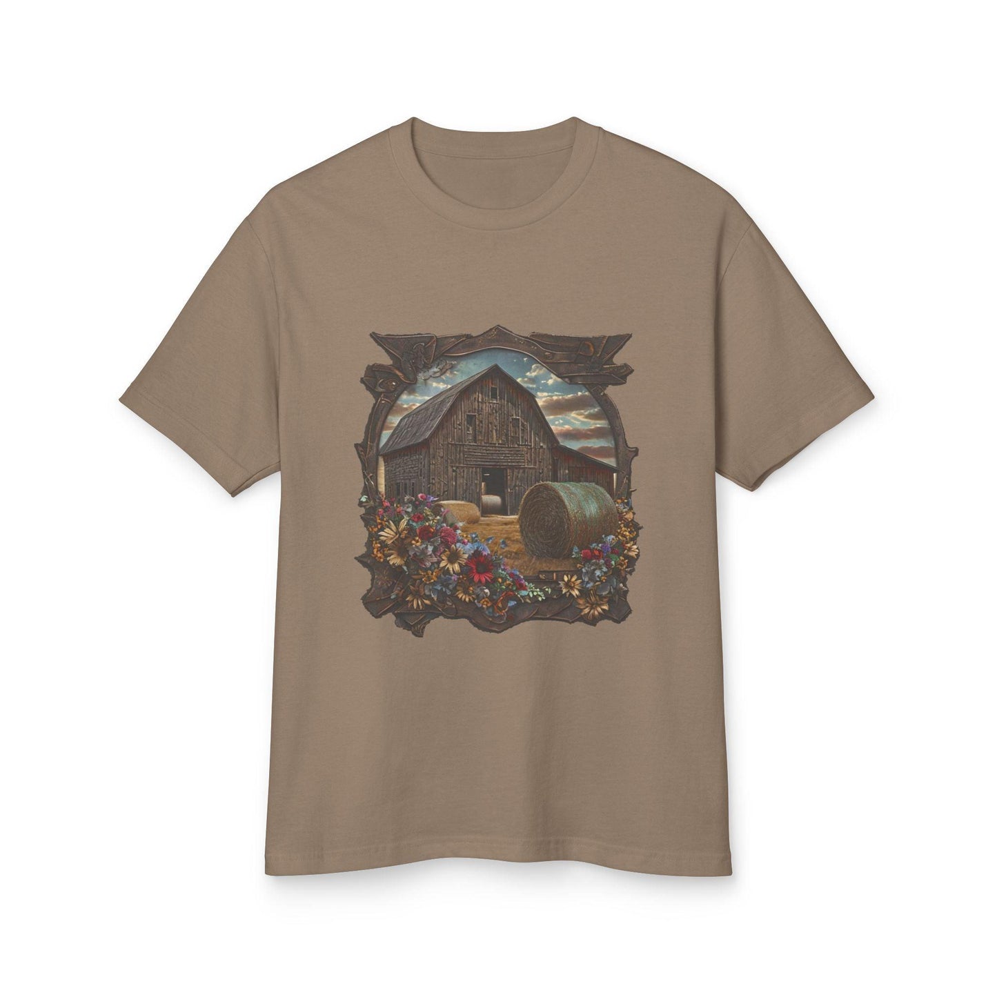 Weathered Barn and Wildflowers Tee Country in My Heart