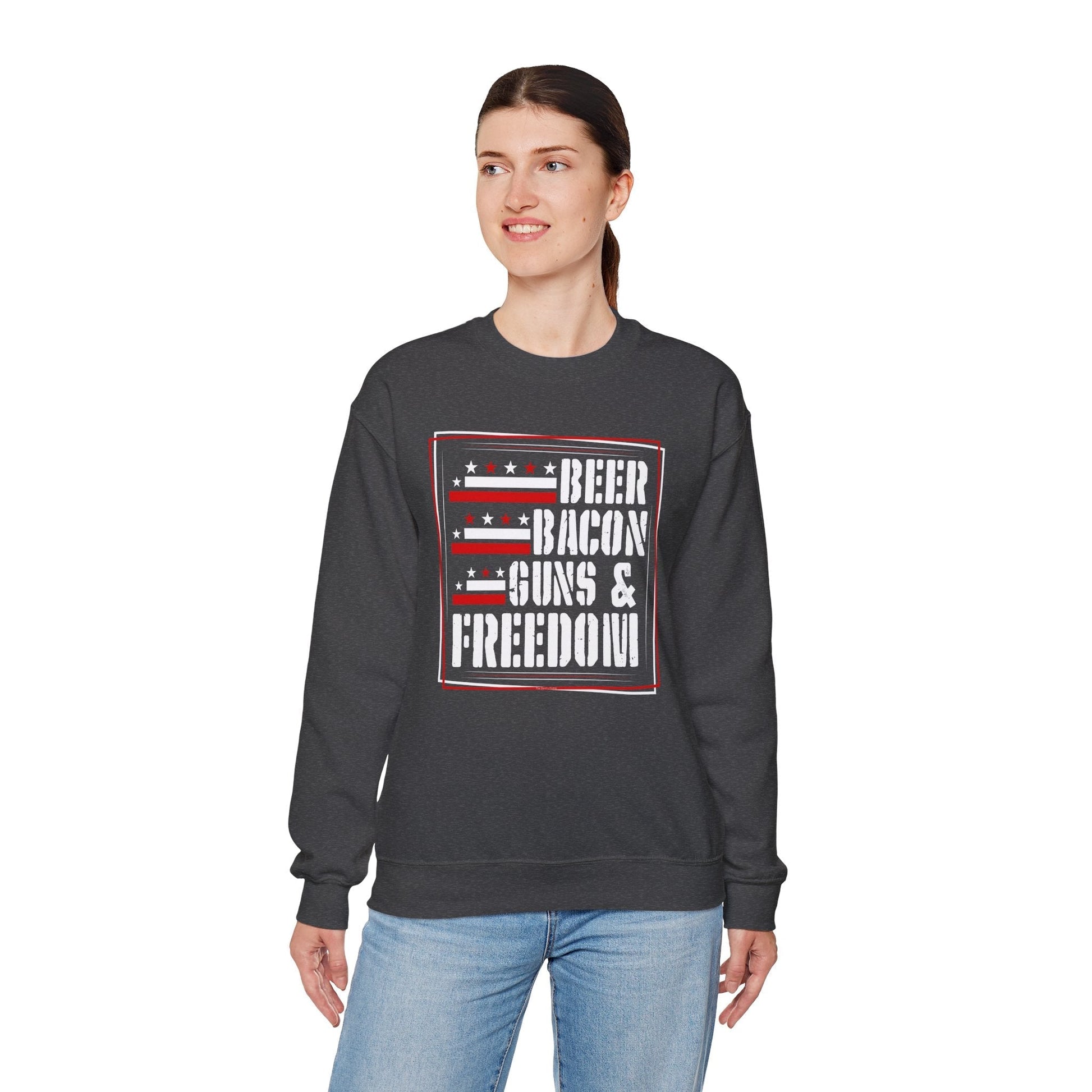 Beer Bacon Guns and Freedom Crewneck Sweatshirt The Devil's Pickle