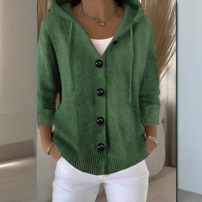 Women’s Button-Down Hoodie Cardigan Sweater Coat FitiqueFit