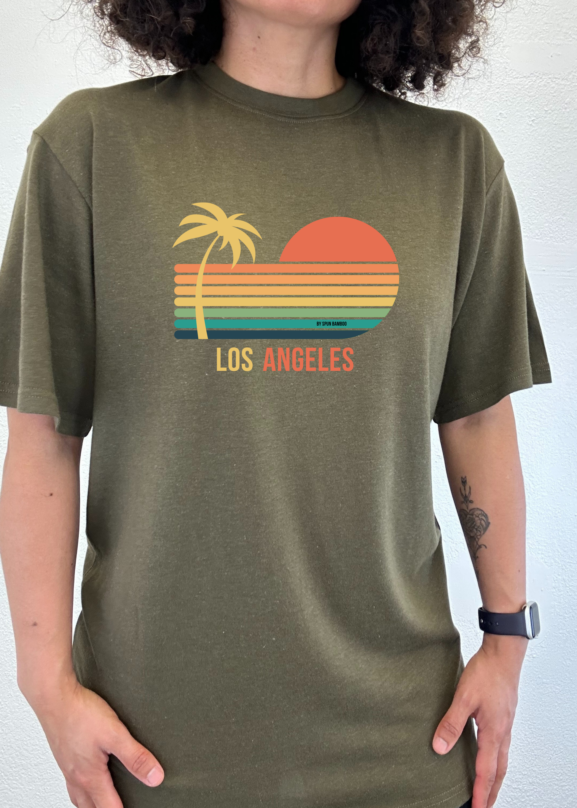 Los Angeles Unisex Bamboo Viscose/Organic Cotton Short Sleeve Graphic T-Shirt Spun Bamboo
