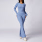 Leisure Horn Long Sleeve Yoga Jumpsuit Tight Quick-drying Sports Workout Grayceful LLC
