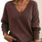 Women’s V-Neck Drop Shoulder Sweater | Casual Long Sleeve Pullover FitiqueFit