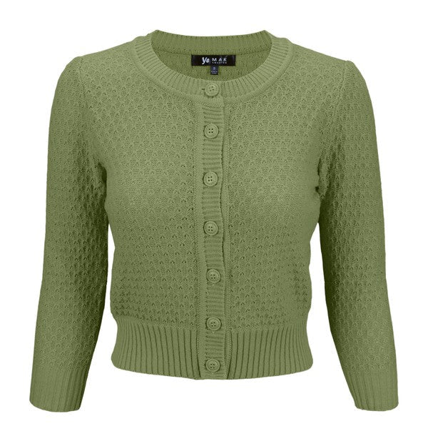 3/4 Sleeve Cute Pattern Cropped Cardigan Sweater Shop Style & More | Fresh Looks, Everyday Deals & Free Shipping